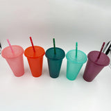 Maxbell Plastic Water Bottle Straw Cup Modern for Travel Shopping Friends Gifts light pink 500ml