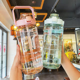 Maxbell Motivational Water Bottle with Carry Handle, Time Marker & Straw Black