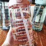 Maxbell Motivational Water Bottle with Carry Handle, Time Marker & Straw Black