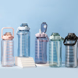 Maxbell Motivational Water Bottle with Carry Handle, Time Marker & Straw Black