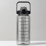 Maxbell Motivational Water Bottle with Carry Handle, Time Marker & Straw Black