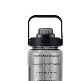 Maxbell Motivational Water Bottle with Carry Handle, Time Marker & Straw Black