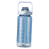 Maxbell Motivational Water Bottle with Carry Handle, Time Marker & Straw Blue