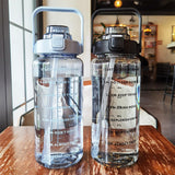 Maxbell Motivational Water Bottle with Carry Handle, Time Marker & Straw Blue