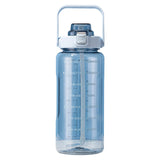 Maxbell Motivational Water Bottle with Carry Handle, Time Marker & Straw Blue