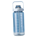Maxbell Motivational Water Bottle with Carry Handle, Time Marker & Straw Blue