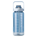 Maxbell Motivational Water Bottle with Carry Handle, Time Marker & Straw Blue