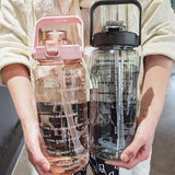 Maxbell Motivational Water Bottle with Carry Handle, Time Marker & Straw Purple