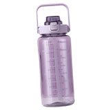 Maxbell Motivational Water Bottle with Carry Handle, Time Marker & Straw Purple