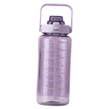 Maxbell Motivational Water Bottle with Carry Handle, Time Marker & Straw Purple