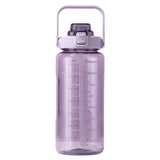 Maxbell Motivational Water Bottle with Carry Handle, Time Marker & Straw Purple