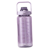 Maxbell Motivational Water Bottle with Carry Handle, Time Marker & Straw Purple
