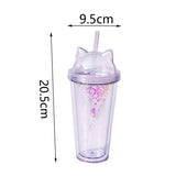 Maxbell Sequins Double Wall Tumbler Flash Powder Cup with Straw & Lid Clear