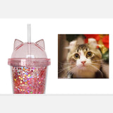Maxbell Sequins Double Wall Tumbler Flash Powder Cup with Straw & Lid Clear