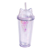 Maxbell Sequins Double Wall Tumbler Flash Powder Cup with Straw & Lid Clear