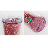 Maxbell Sequins Double Wall Tumbler Flash Powder Cup with Straw & Lid Clear