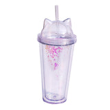 Maxbell Sequins Double Wall Tumbler Flash Powder Cup with Straw & Lid Clear