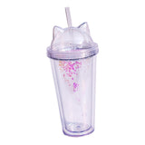 Maxbell Sequins Double Wall Tumbler Flash Powder Cup with Straw & Lid Clear