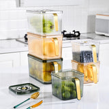 Maxbell Fridge Organizer Container with Handle with Freshness Timer Lid for Kitchen large green
