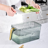 Maxbell Fridge Organizer Container with Handle with Freshness Timer Lid for Kitchen large green