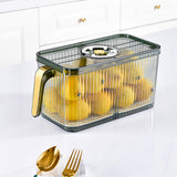 Maxbell Fridge Organizer Container with Handle with Freshness Timer Lid for Kitchen large green