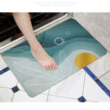 Maxbell Diatomaceous Bath Mat Non Slip Thin Washable for Home Bathroom Kitchen lotus