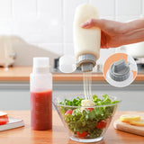 Maxbell Salad Dressing Bottle Ketchup Dispenser with Scale Cover for Restaurant 350ml grey