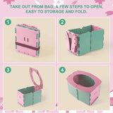 Maxbell Lightweight Travel Toilet Potty Chair Car Toilet for Travel Hiking Pink