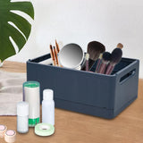 Maxbell Stackable Collapsible Storage Bin Clothes Books Cosmetics Organizer Blue
