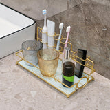 Maxbell Exquisite Toothbrush Holder Cosmetic Organizer for Bathroom Countertop Home white and gold