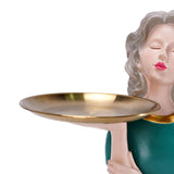 Maxbell Girl Figurine Decoration Storage Tray Resin for Home Desk Home Ornament Green