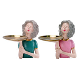 Maxbell Girl Figurine Decoration Storage Tray Resin for Home Desk Home Ornament Green
