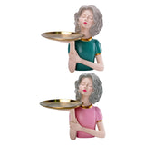 Maxbell Girl Figurine Decoration Storage Tray Resin for Home Desk Home Ornament Green