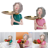 Maxbell Girl Figurine Decoration Storage Tray Resin for Home Desk Home Ornament Green