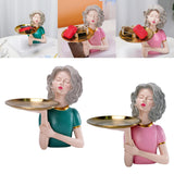 Maxbell Girl Figurine Decoration Storage Tray Resin for Home Desk Home Ornament Green