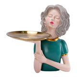 Maxbell Girl Figurine Decoration Storage Tray Resin for Home Desk Home Ornament Green