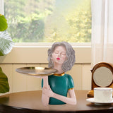 Maxbell Girl Figurine Decoration Storage Tray Resin for Home Desk Home Ornament Green
