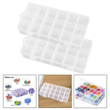 Maxbell Set of 2Pcs Clear 18 Grid PP Jewelry Removable Storage Box Visually Clearly