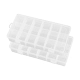 Maxbell Set of 2Pcs Clear 18 Grid PP Jewelry Removable Storage Box Visually Clearly