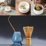 Maxbell Matcha Set Ceramics Matcha Whisk Holder Matcha Ceremony Kit Bamboo Whisk Blue