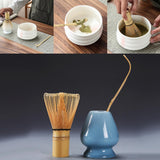 Maxbell Matcha Set Ceramics Matcha Whisk Holder Matcha Ceremony Kit Bamboo Whisk Blue