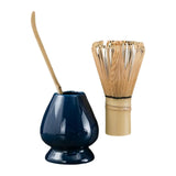Maxbell Matcha Set Ceramics Matcha Whisk Holder Matcha Ceremony Kit Bamboo Whisk Blue