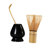 Maxbell Matcha Set Ceramics Matcha Whisk Holder Matcha Ceremony Kit Bamboo Whisk Black