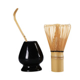 Maxbell Matcha Set Ceramics Matcha Whisk Holder Matcha Ceremony Kit Bamboo Whisk Black