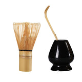 Maxbell Matcha Set Ceramics Matcha Whisk Holder Matcha Ceremony Kit Bamboo Whisk Black
