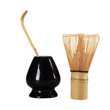 Maxbell Matcha Set Ceramics Matcha Whisk Holder Matcha Ceremony Kit Bamboo Whisk Black