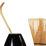 Maxbell Matcha Set Ceramics Matcha Whisk Holder Matcha Ceremony Kit Bamboo Whisk Black