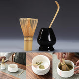Maxbell Matcha Set Ceramics Matcha Whisk Holder Matcha Ceremony Kit Bamboo Whisk Black