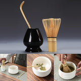 Maxbell Matcha Set Ceramics Matcha Whisk Holder Matcha Ceremony Kit Bamboo Whisk Black
