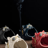 Maxbell Novelty Cartoon Dog Ashtray Windproof Storage Box, Ceramic Dog Statue Black